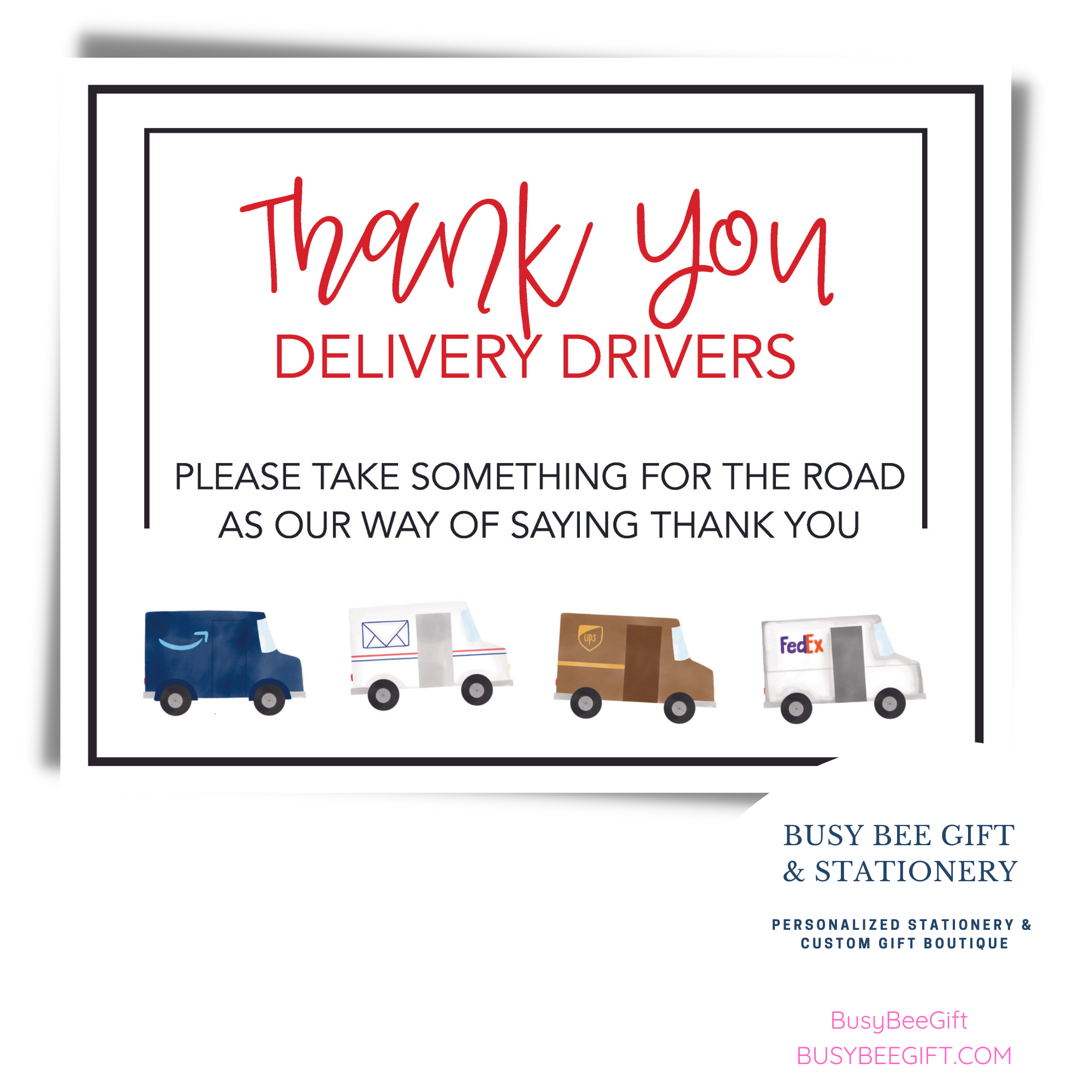 Printable Delivery Driver Thank You Sign UPS Fed Ex USPS Drivers Printable Delivery Driver Thank You Sign UPS Fed Ex USPS Drivers