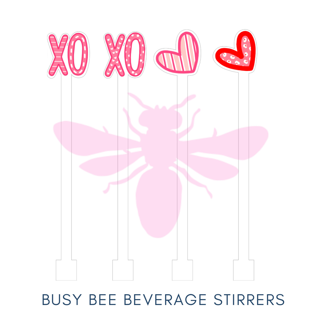 XOXO Watercolor Beverage Sticks - Drink Swizzle Stick