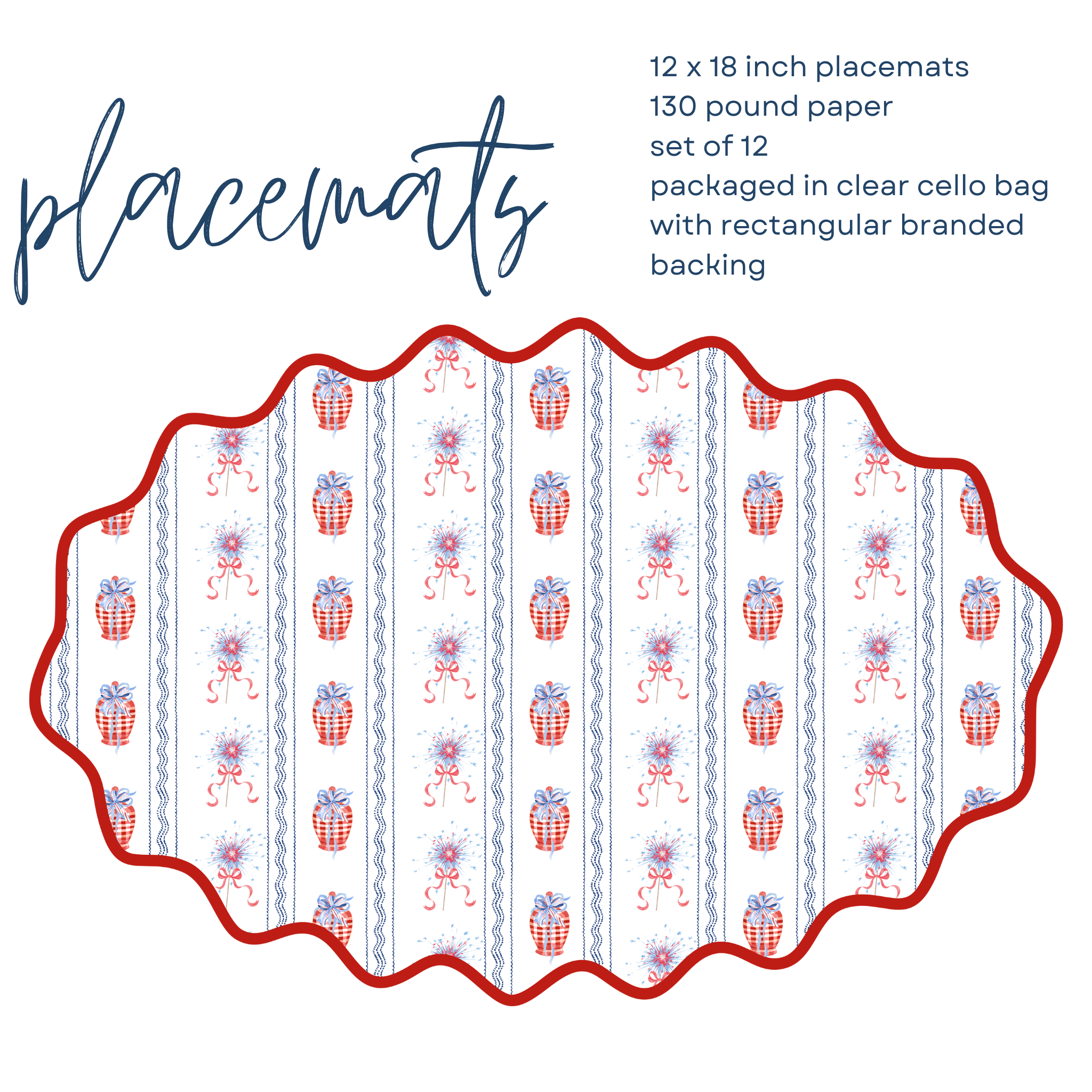 Sparklers| Patriotic | Grand Millennial Placemat | Set of 12