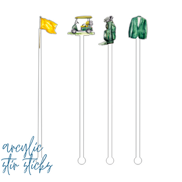Meet me on the Second Nine - Golf Acrylic Beverage Stir Stick | Set of 4