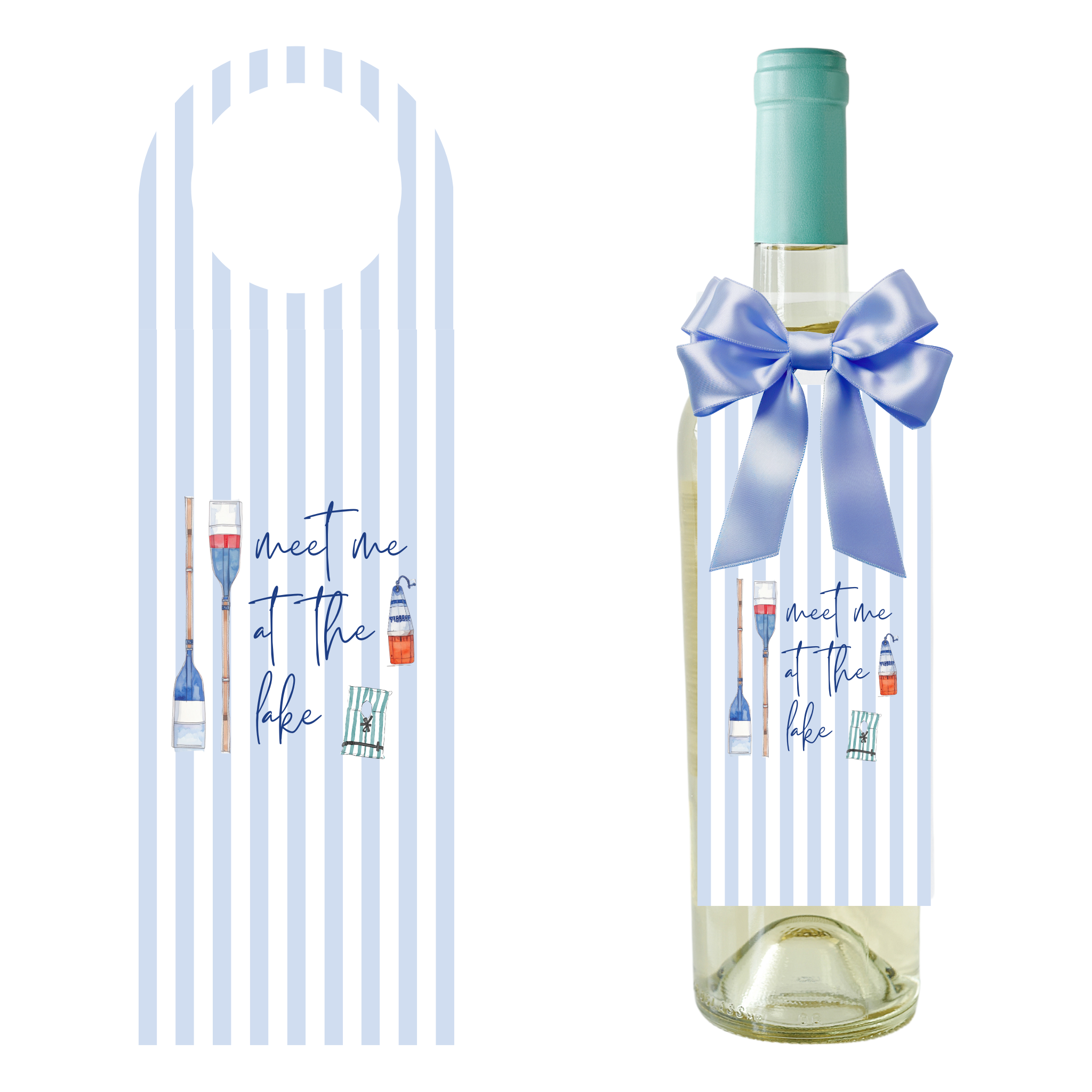 Meet Me at the Lake Wine Bottle Gift Tag | Set of 4