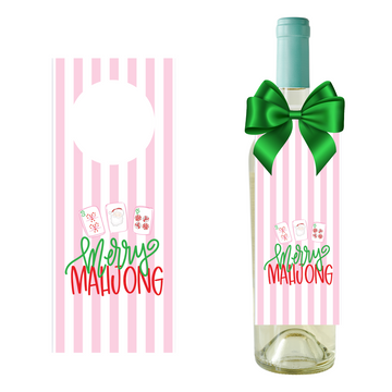 Merry Mahjong Christmas Wine Bottle Gift Tag | Set of 4