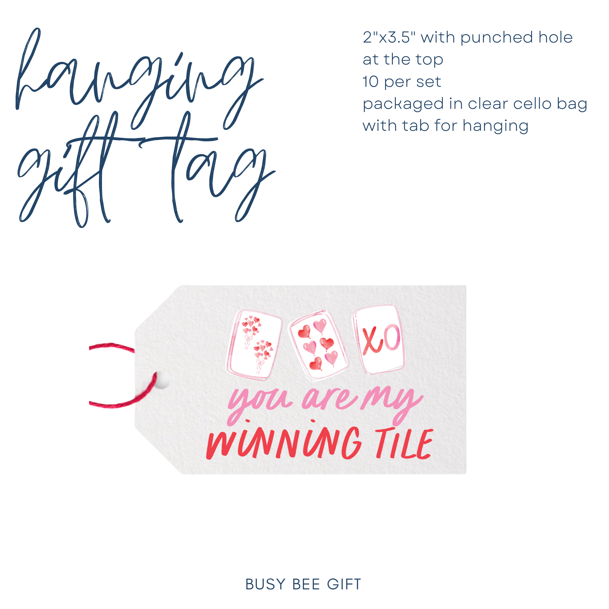 Mahjong Valentine's Day Gift Tag | set of 10 | you are my winning tile