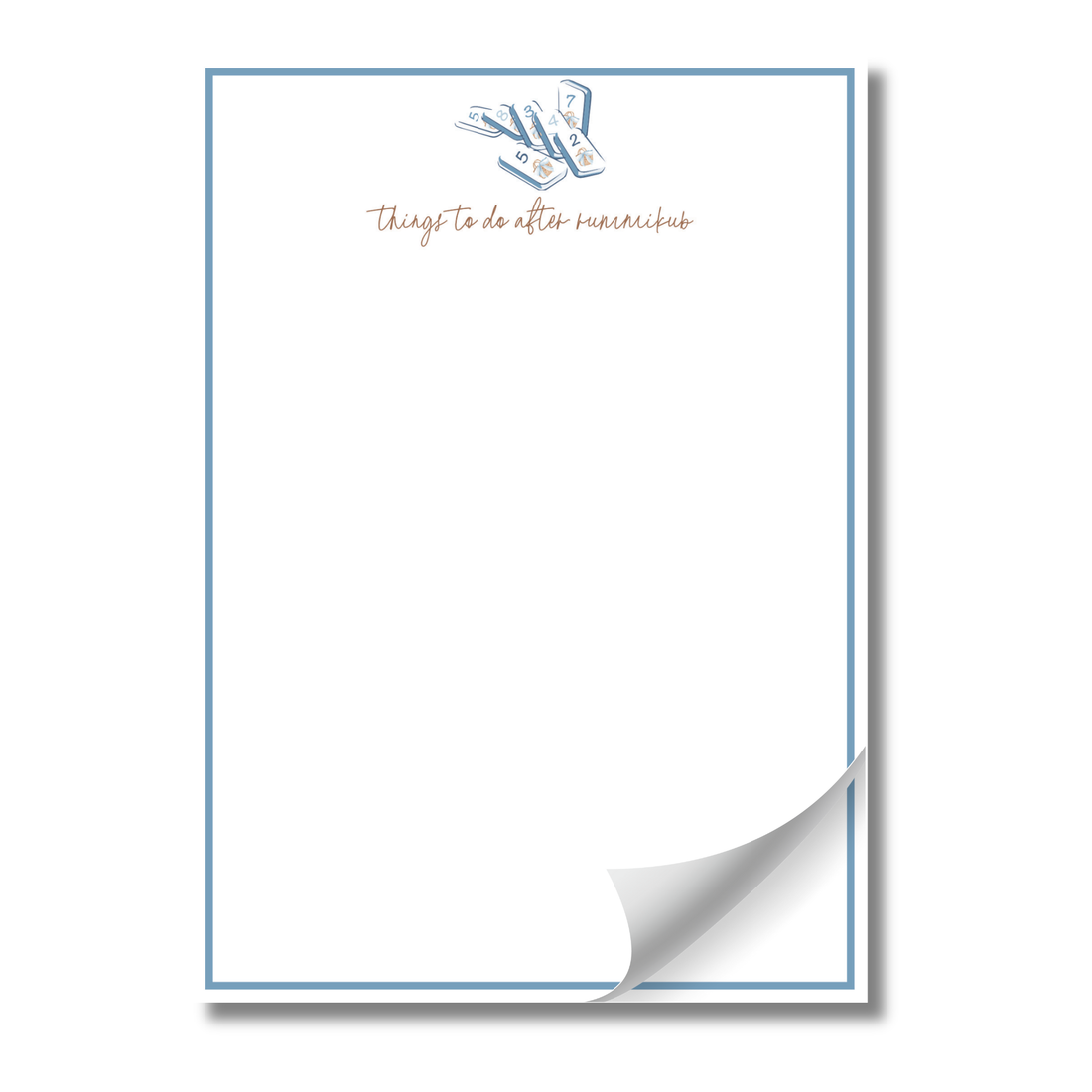 The image is a blank sheet of paper with a blue border and a graphic design on the top left corner.