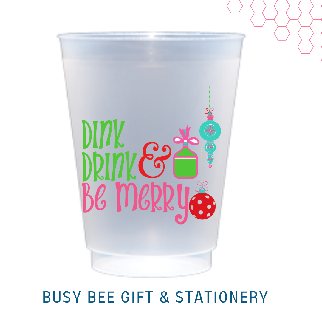 Dink Drink and Be Merry Pickleball Shatterproof Cups | set of 8