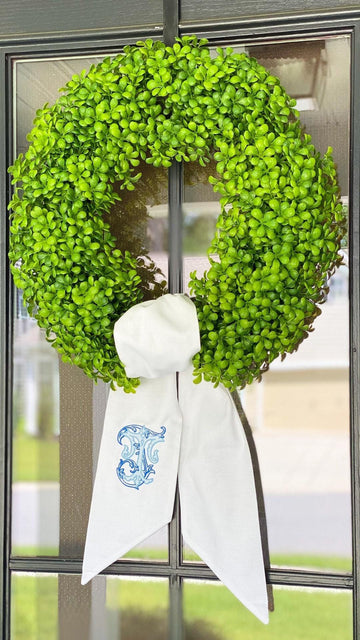 Personalized Wreath Sash – Custom Monogrammed Embroidered Door Ribbon Accent