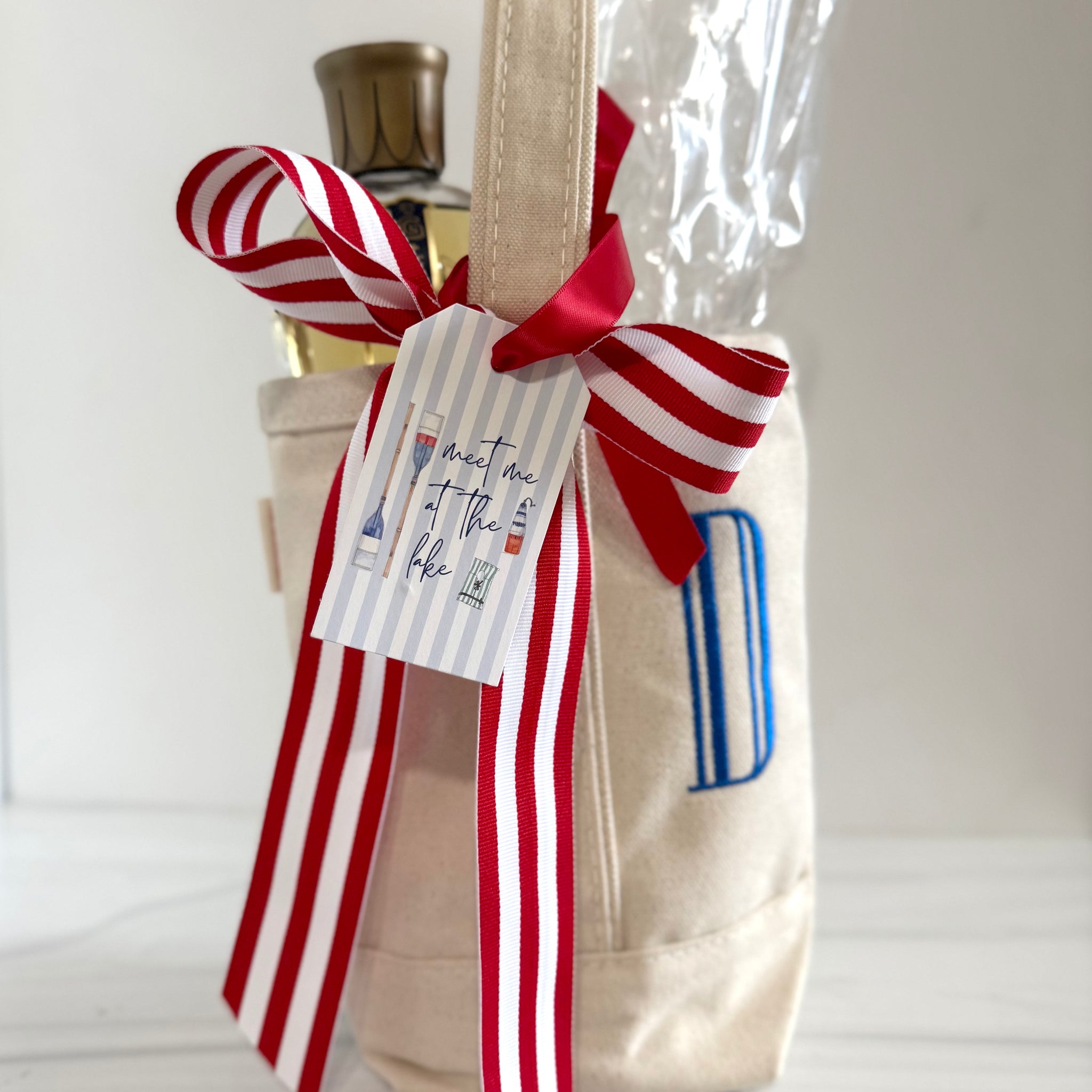 Double Wine Bottle Carrier Bag | Personalized Monogram