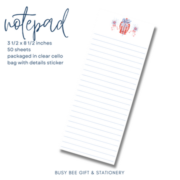 Sparklers| Patriotic | Grand Millennial Skinny Notepad | 50 Sheets