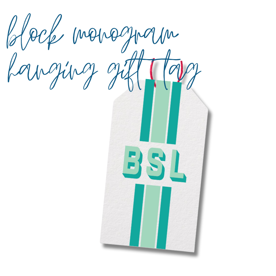 Block Monogram Hanging Gift Tag | set of 24