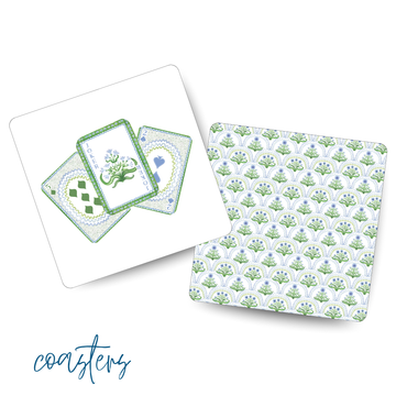 Canasta - Playing Cards Paper Coasters - Set of 8 Thick Cardstock Drink Coasters
