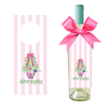 Merry & Bright Christmas Wine Bottle Gift Tag | Set of 4