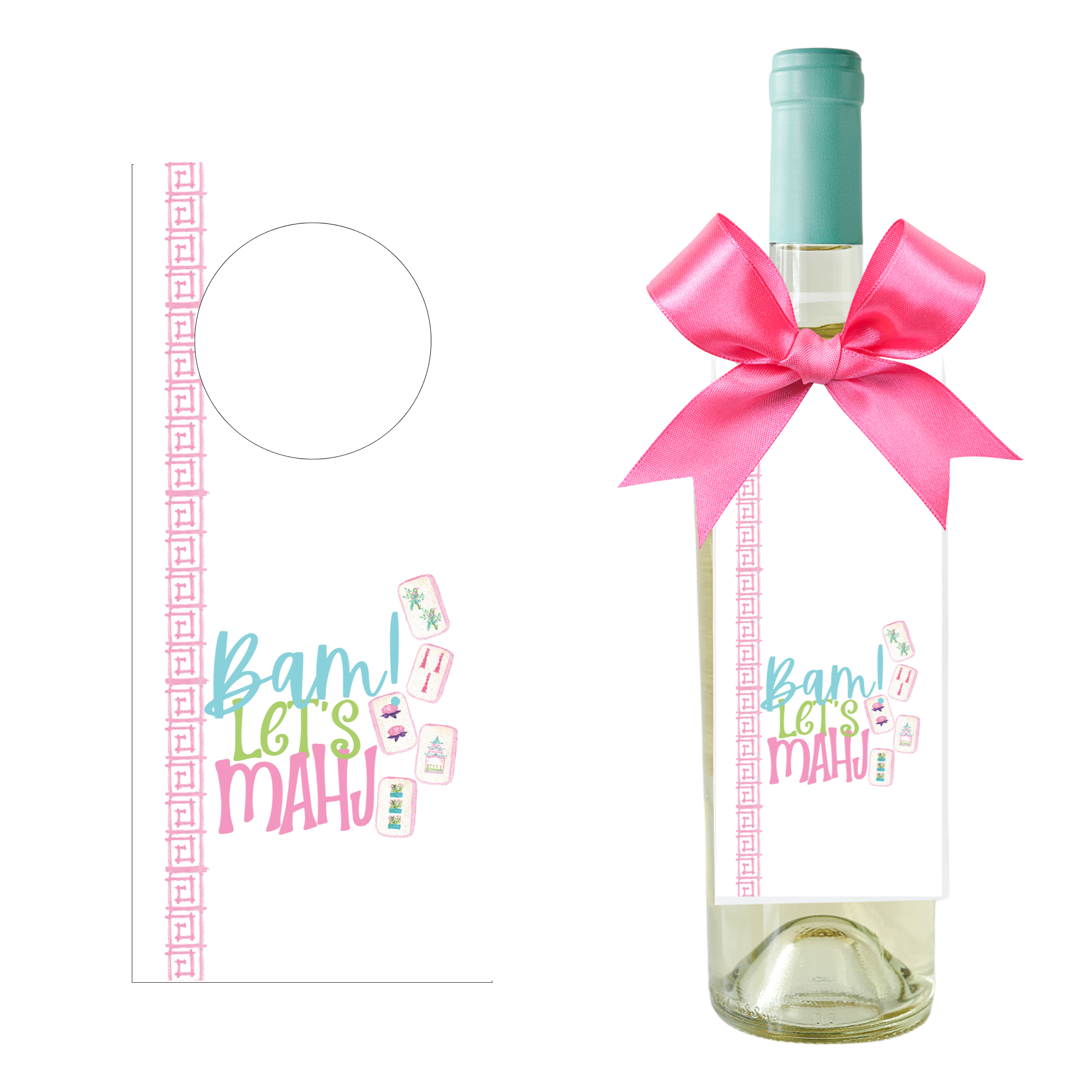 Bam Let’s Mahj Wine Bottle Gift Tag | Set of 4