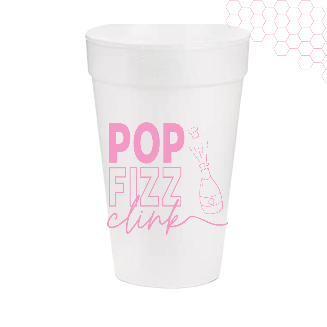 Pop Fizz Clink Styrofoam Cups | 16 ounces | set of 10