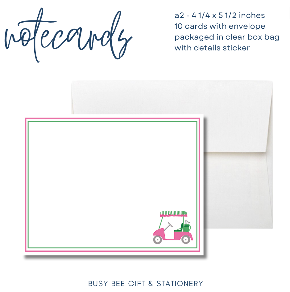 Golf Cart Flat Note Cards | set of 10