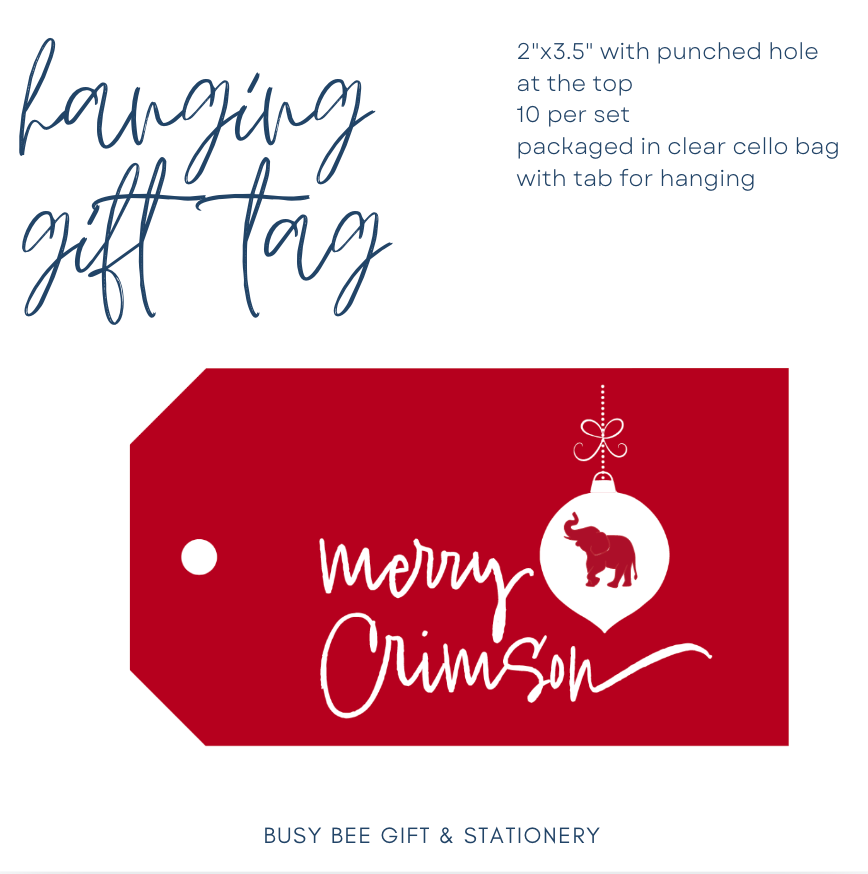 Merry Crimson Hanging Gift Tag | Set of 10