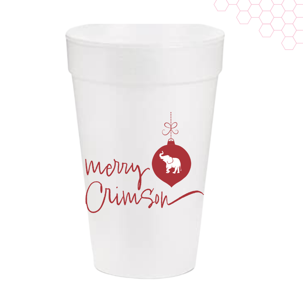 Merry Crimson Styrofoam Cups | Set of 10