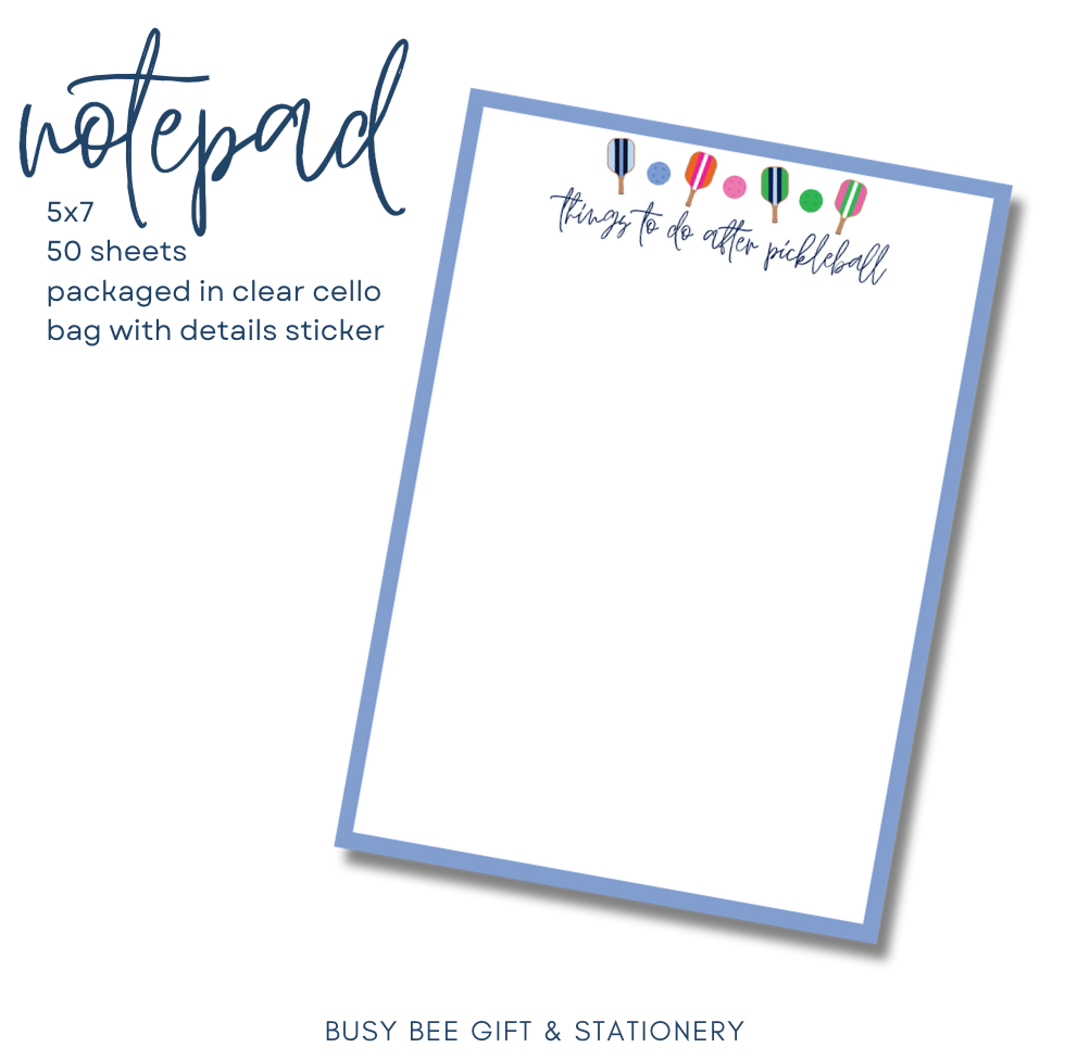 Things to do After Pickleball - Pickleball Paddle Notepad 5x7 inches