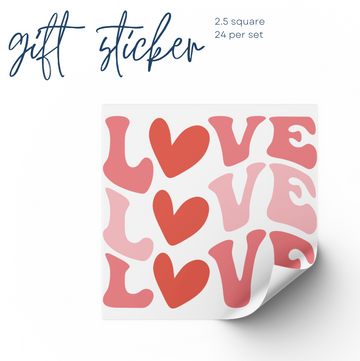 LOVE Valentine's Day Stickers | set of 24 |  2.5 inch square