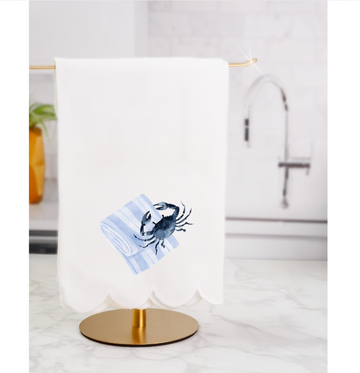Coastal Summer Crab & Towel Tea Towel