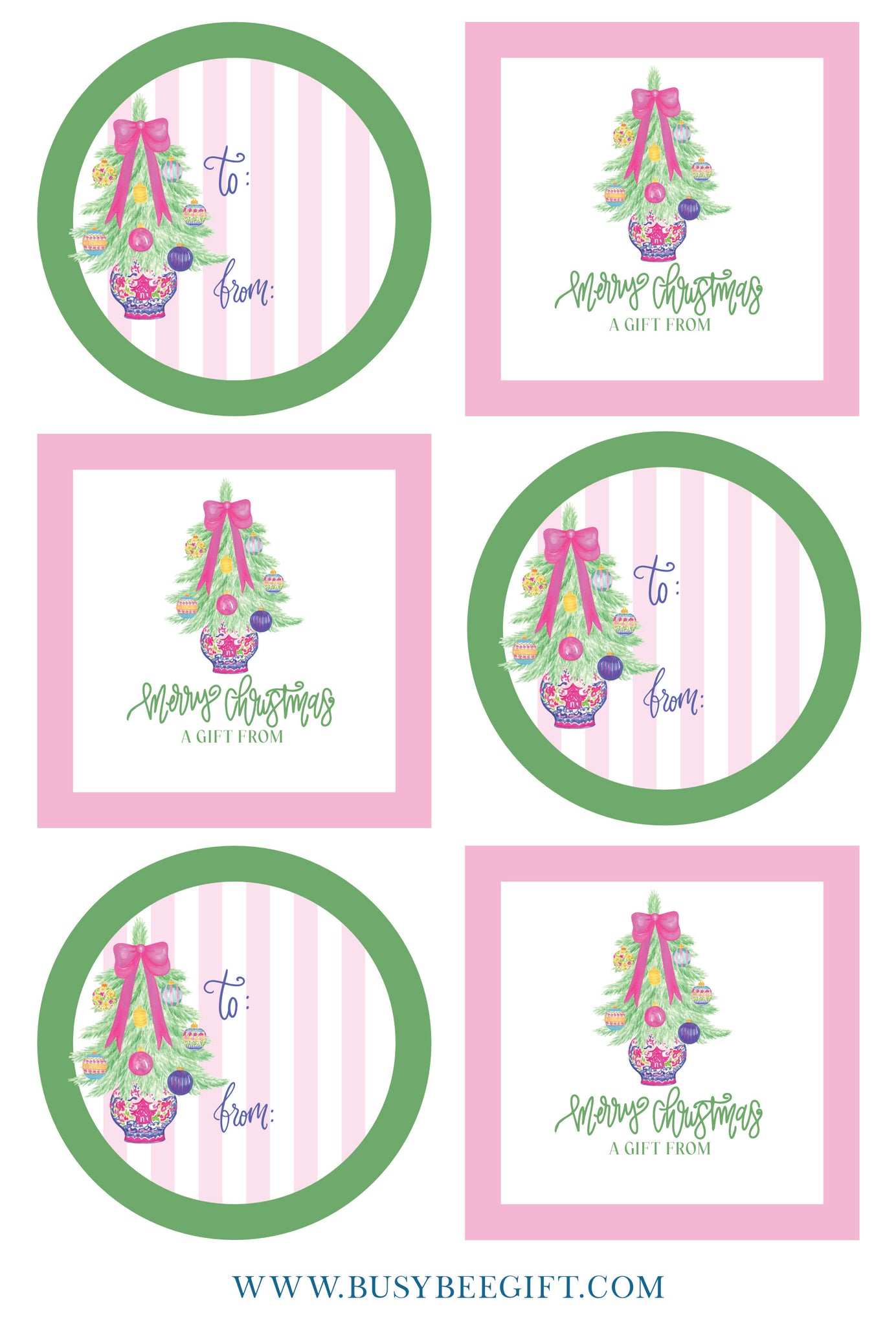 Merry & Bright Christmas Gift Stickers | Set of 12