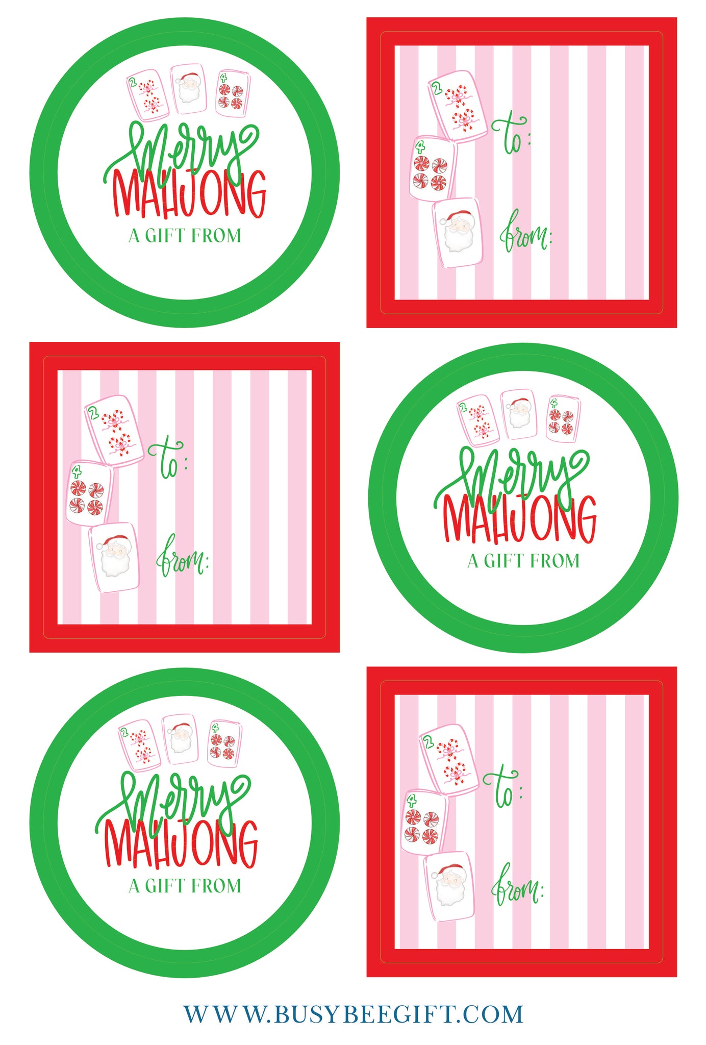 Merry Mahjong Christmas Gift Stickers | Set of 12