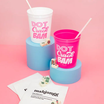 Dot Crack Bam Mahjong Stadium Cups | Set of 8
