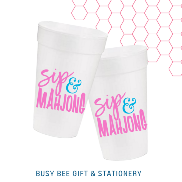 Sip Mahjong Foam Cups 16 oz Cups < Busy Bee Gift & Stationery